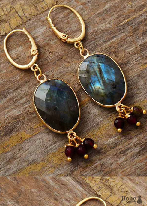 Boho Earrings, Dangle Earrings, Labradorite